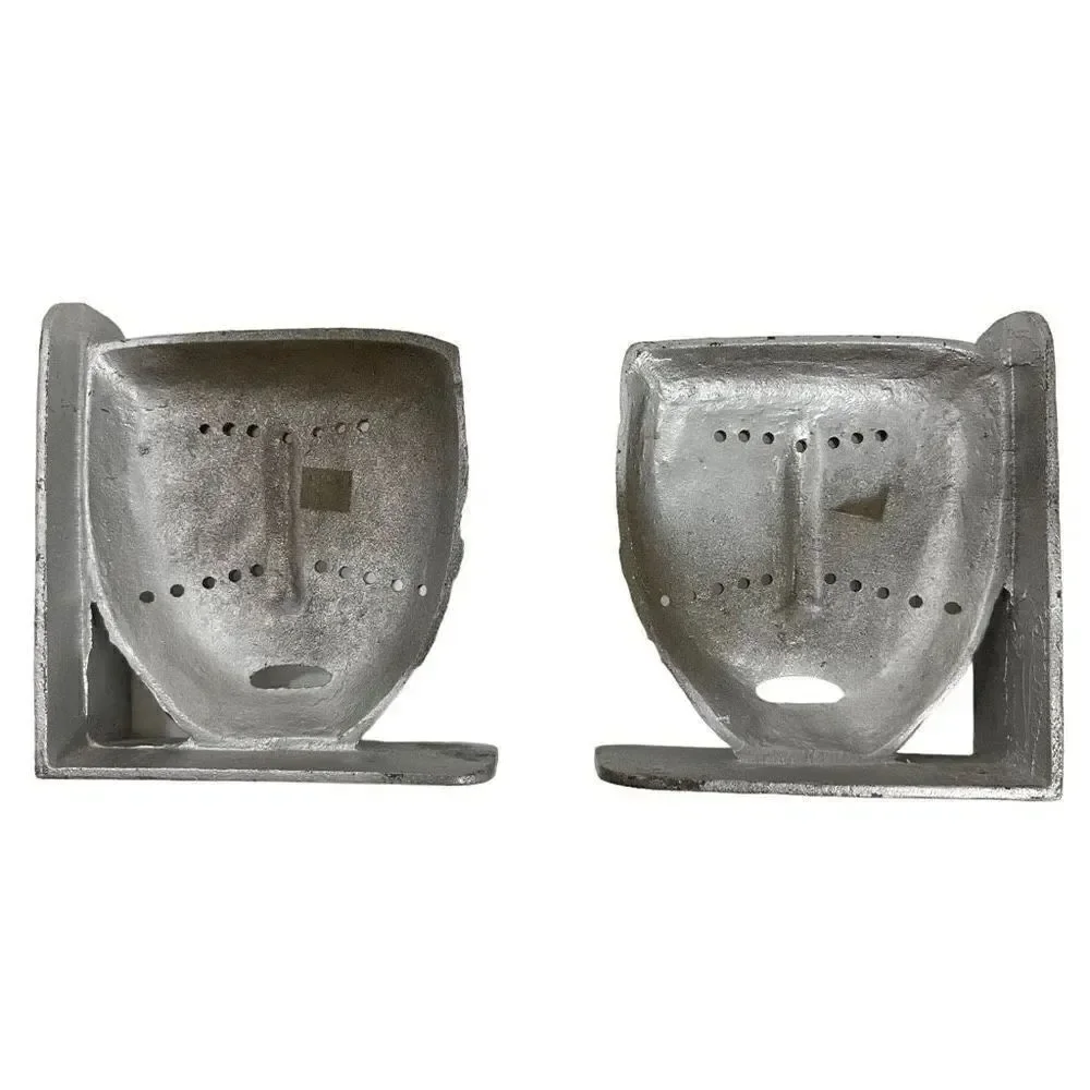 Tiki Mask Inspired Cast Iron Metal Bookends